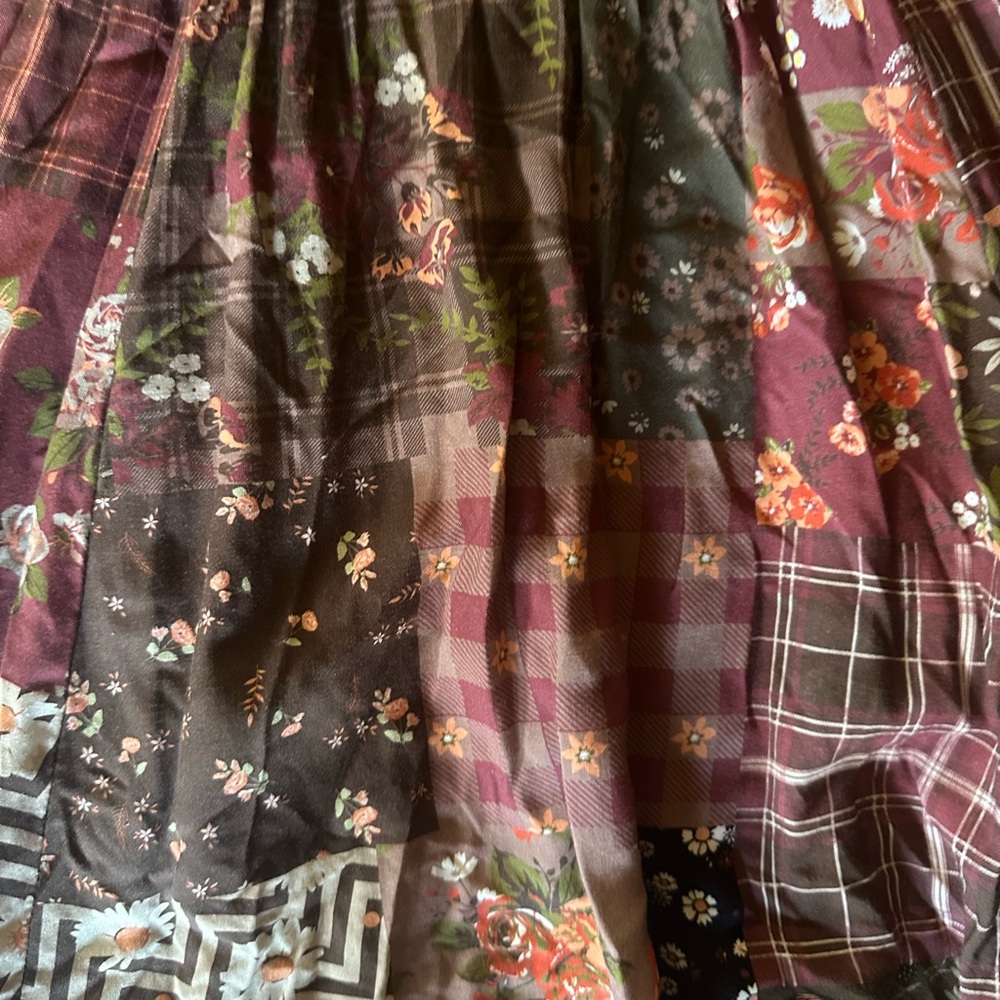 Hot Topic Pink and Brown Thorn & Fable Cottage Floral Patchwork Sundress - Picture 3 of 11